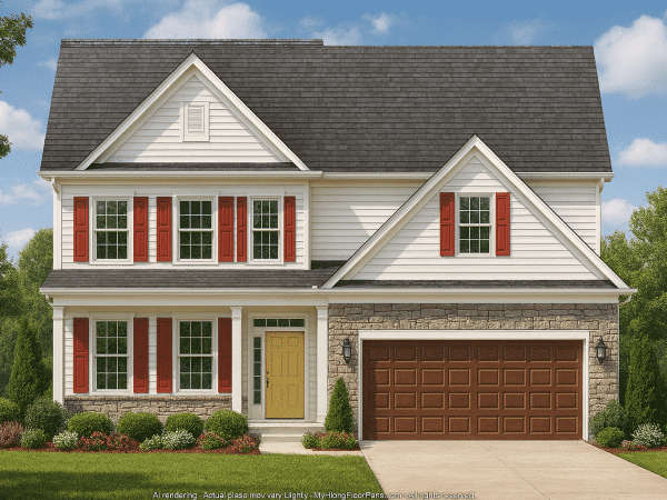 Elegant 2-Story House Plan with Traditional Design and CAD Blueprints