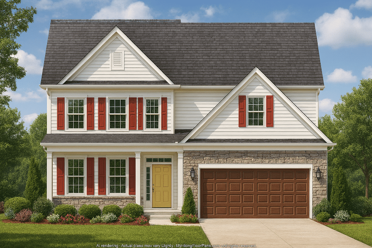 Elegant 2-Story House Plan with Traditional Design and CAD Blueprints