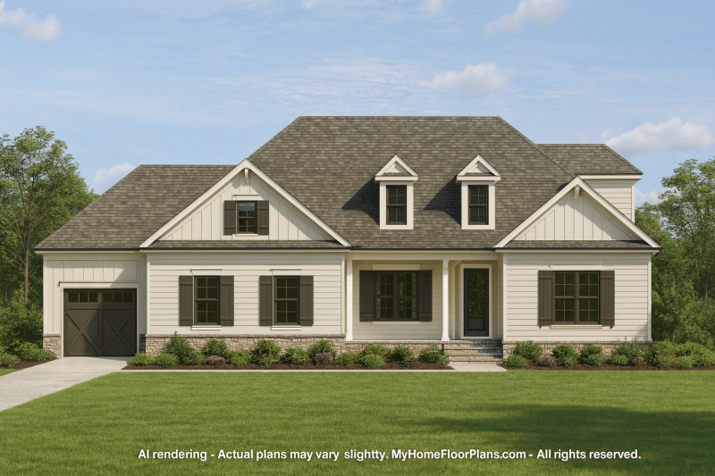 Elegant 4-Bedroom House Plan with Traditional Craftsman Charm