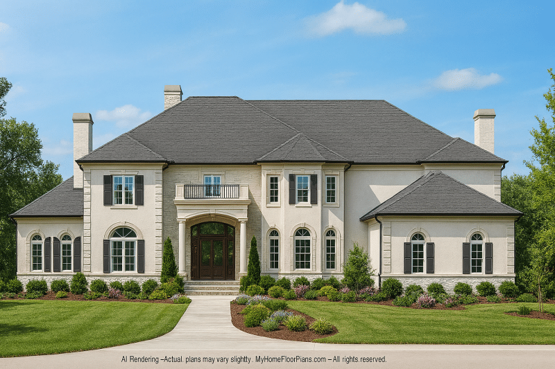 Elegant CAD House Plans 2-Story 5-Bedroom Luxury Blueprint
