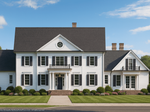 Elegant Georgian House Plan with 5 Bedrooms and CAD Blueprints