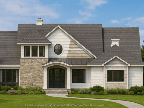 Luxury Craftsman House Floor Plan with 2 Stories and Premium CAD Designs