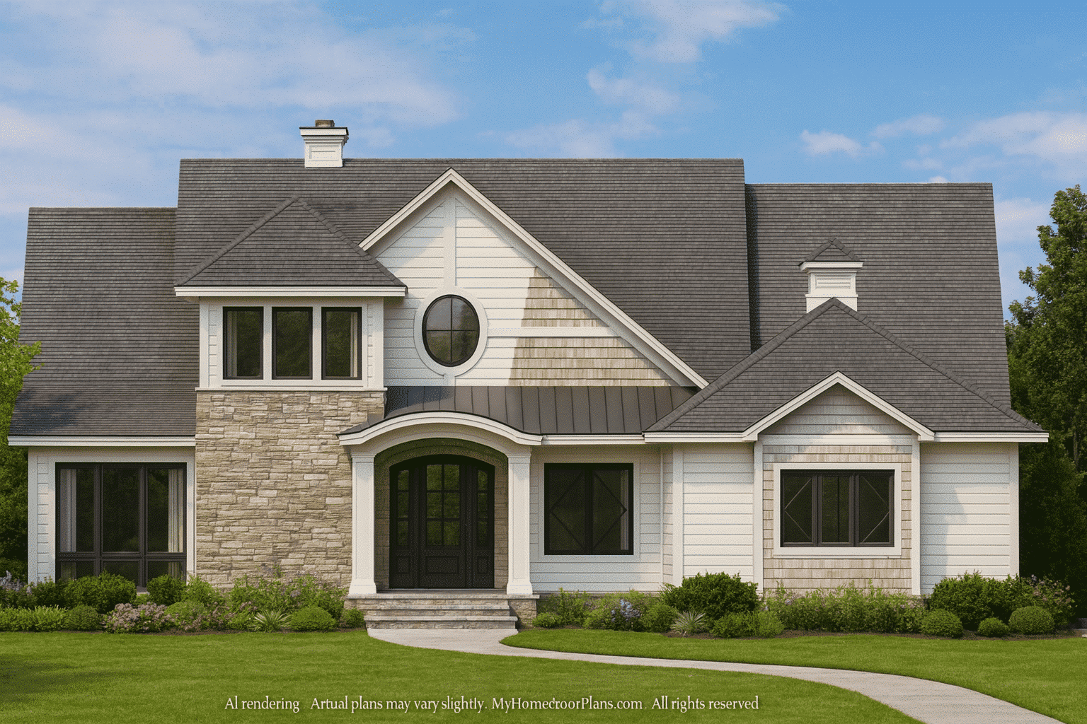 Luxury Craftsman House Floor Plan with 2 Stories and Premium CAD Designs