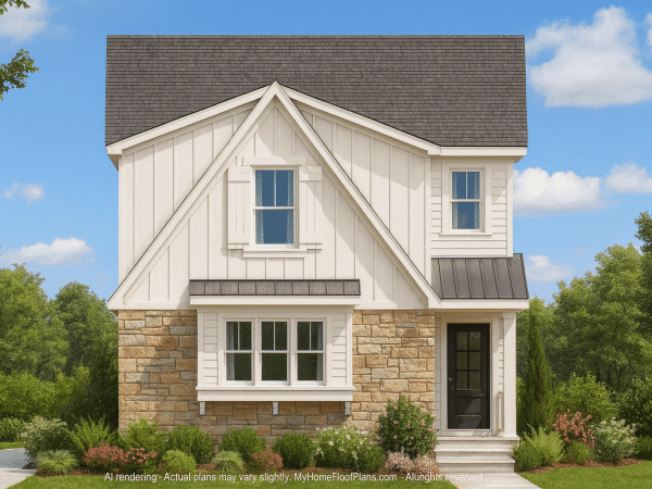 Modern 2-Story House Plan with Open Floor Layout & Mudroom