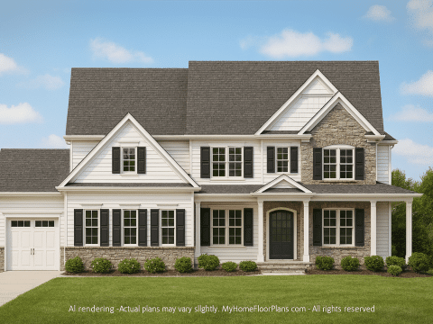 Modern 2-Story House Plan with Vaulted Ceilings and Architectural CAD Design