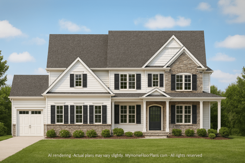 Modern 2-Story House Plan with Vaulted Ceilings and Architectural CAD Design