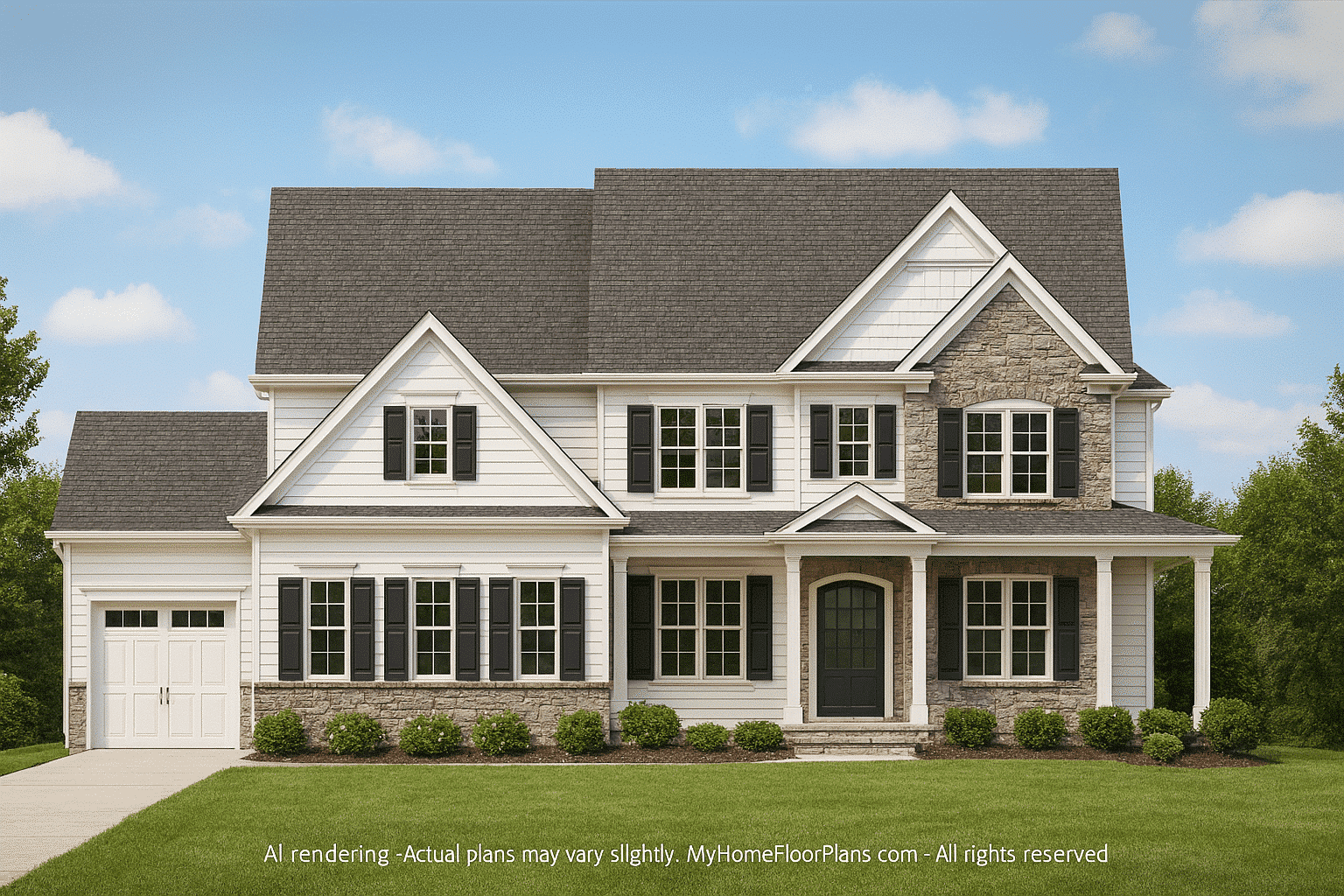 Modern 2-Story House Plan with Vaulted Ceilings and Architectural CAD Design