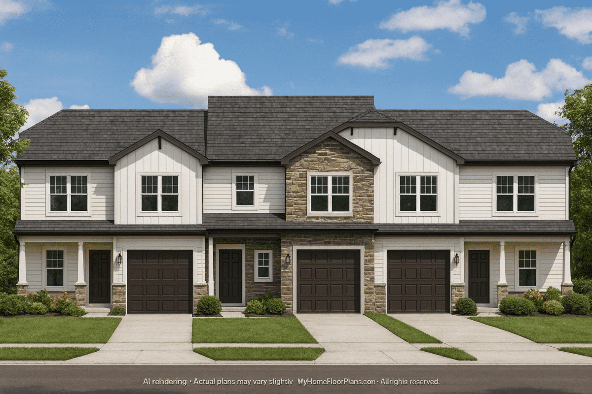 Modern 2-Story Townhome Plan with Craftsman Details