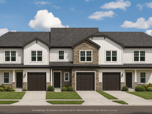 Modern 2-Story Townhome Plan with Craftsman Details