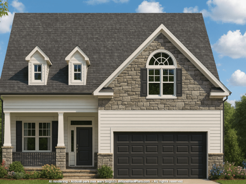 Modern Craftsman Home Design – 5 Bed, Vaulted Ceilings & Front-Entry Garage
