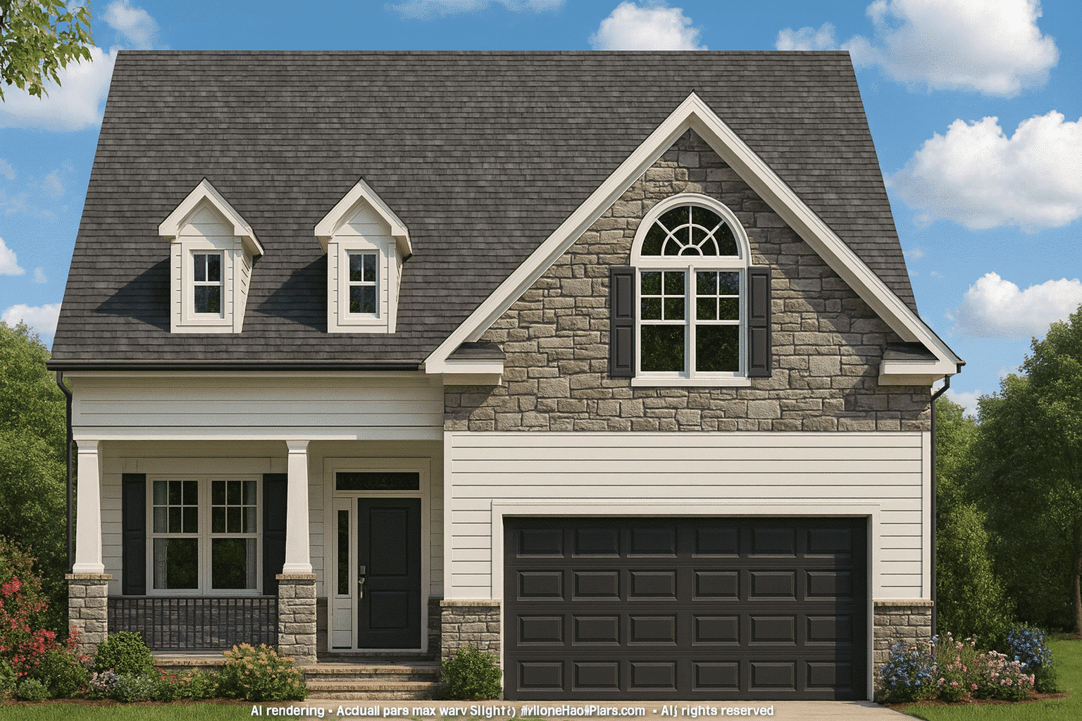 Modern Craftsman Home Design – 5 Bed, Vaulted Ceilings & Front-Entry Garage