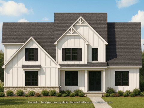 Modern Craftsman Home Floor Plan with CAD Designs and Blueprint
