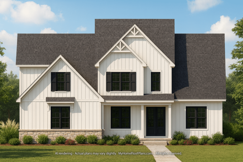 Modern Craftsman Home Floor Plan with CAD Designs and Blueprint