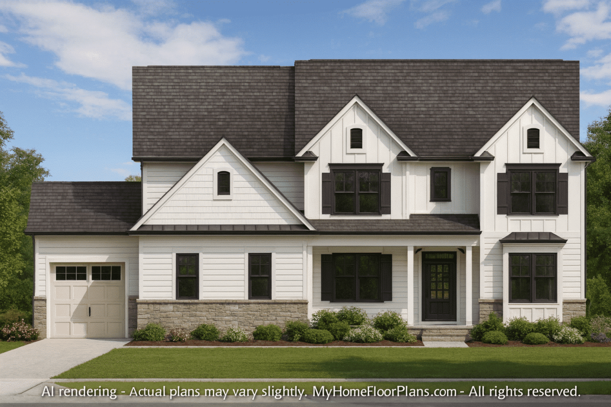 Modern Craftsman Home Plan with 3 Floors and Spacious Design