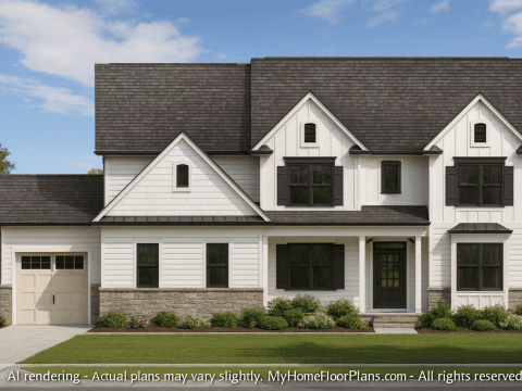 Modern Craftsman Home Plan with 3 Floors and Spacious Design