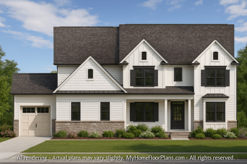 Modern Craftsman Home Plan with 3 Floors and Spacious Design