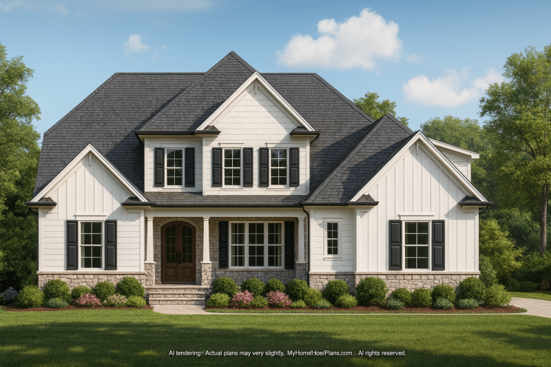 Modern Craftsman Home Plan with Spacious Floor Design and CAD Blueprints