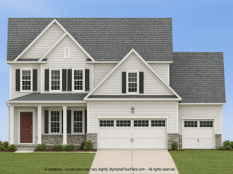 Spacious 2-Story House Plan with 4 Bedrooms and 3-Car Garage