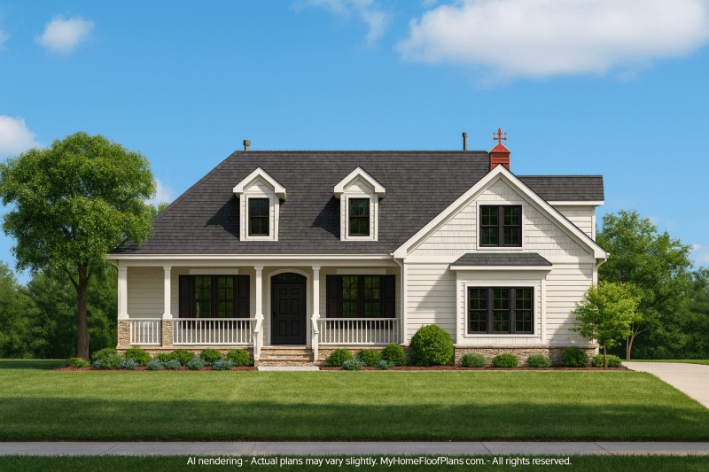 Traditional 1-Story House Plan with 3 Bedrooms, CAD Designs & Floor Blueprint
