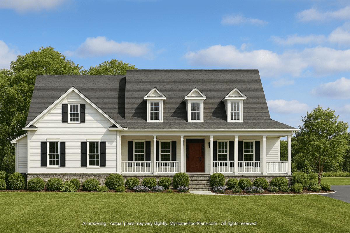 Traditional Craftsman Home Plan with Wrap-Around Porch & CAD Blueprints
