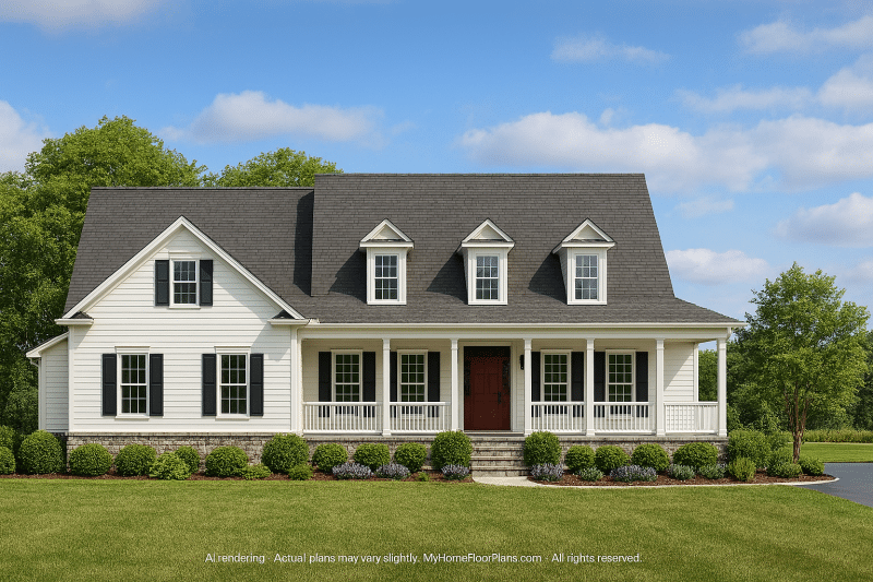 Traditional Craftsman Home Plan with Wrap-Around Porch & CAD Blueprints