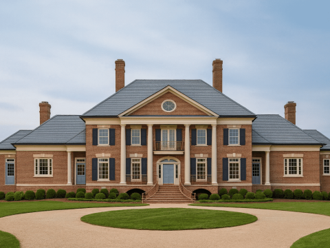 7-1006 HOUSE PLAN - Elegant Georgian house Plan 2-Story Luxury CAD Blueprint