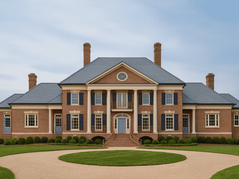 7-1006 HOUSE PLAN - Elegant Georgian house Plan 2-Story Luxury CAD Blueprint