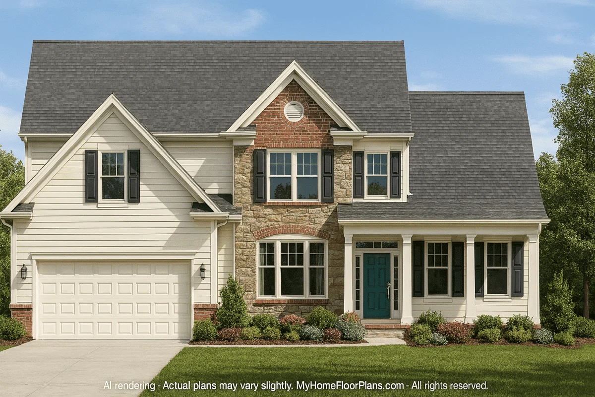 8-1329 HOUSE PLAN - Elegant House Floor Plan: 2-Story Design with 4 Bedrooms & 2-Car Garage