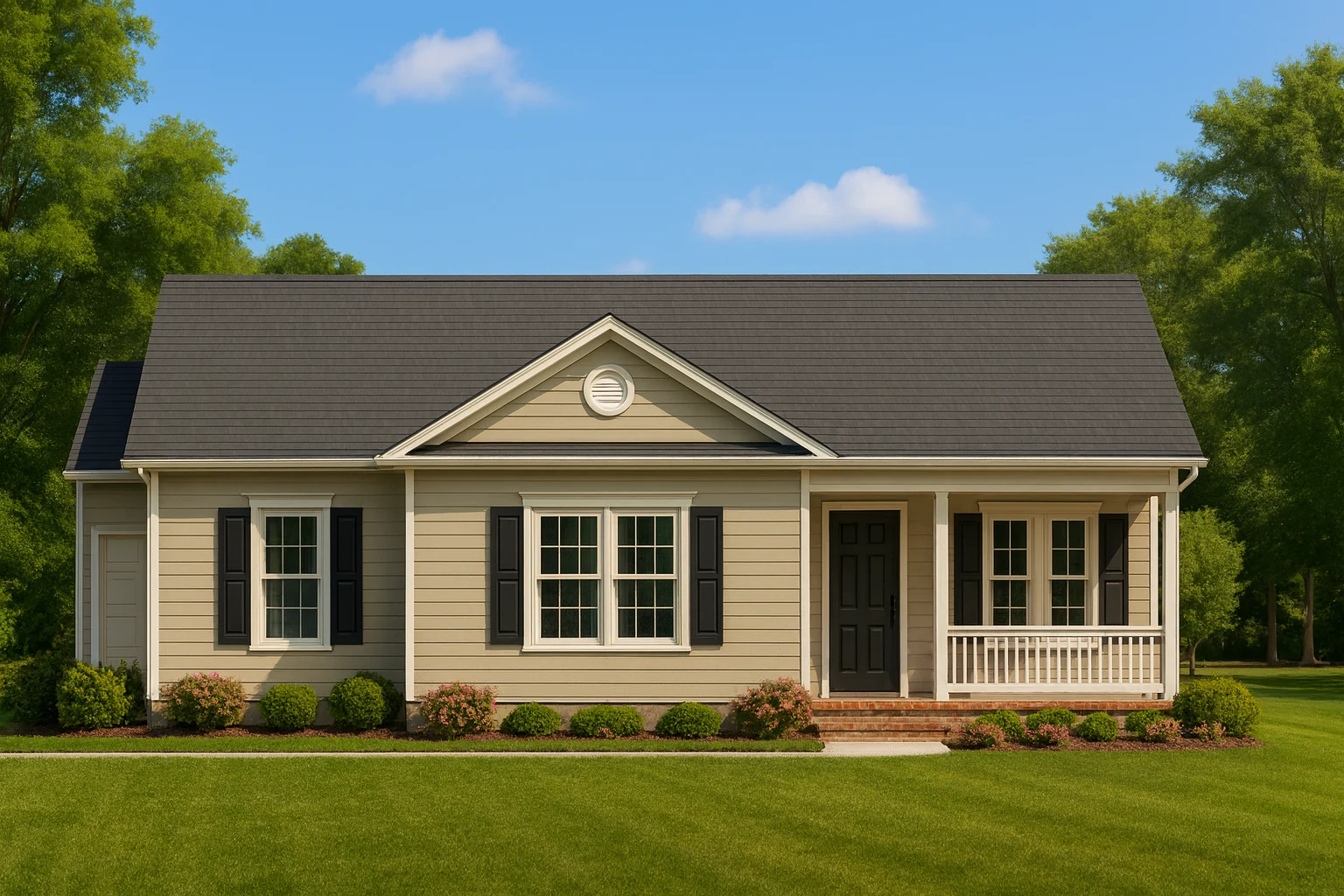 1,101 sq. ft. ranch-style house plan featuring 3 bedrooms