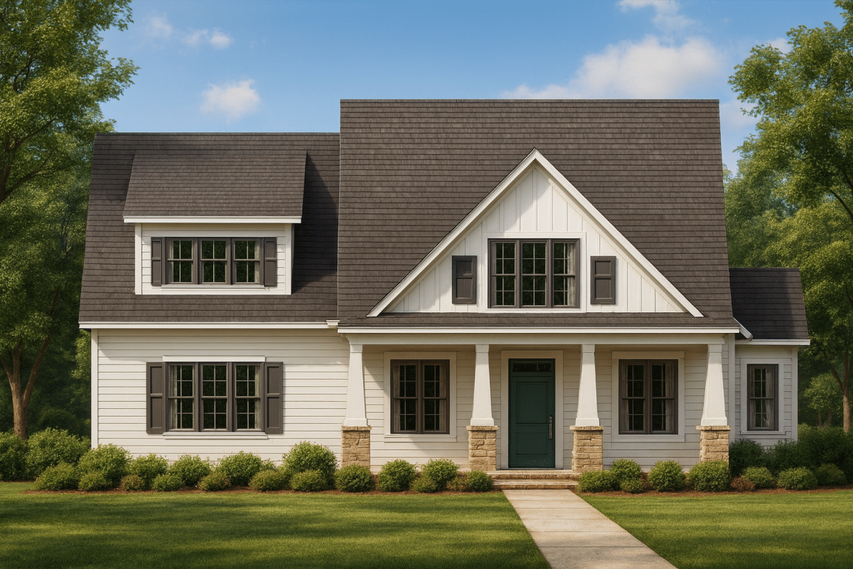 2-Story Craftsman House Plan with Vaulted Ceilings & Flexible Layout