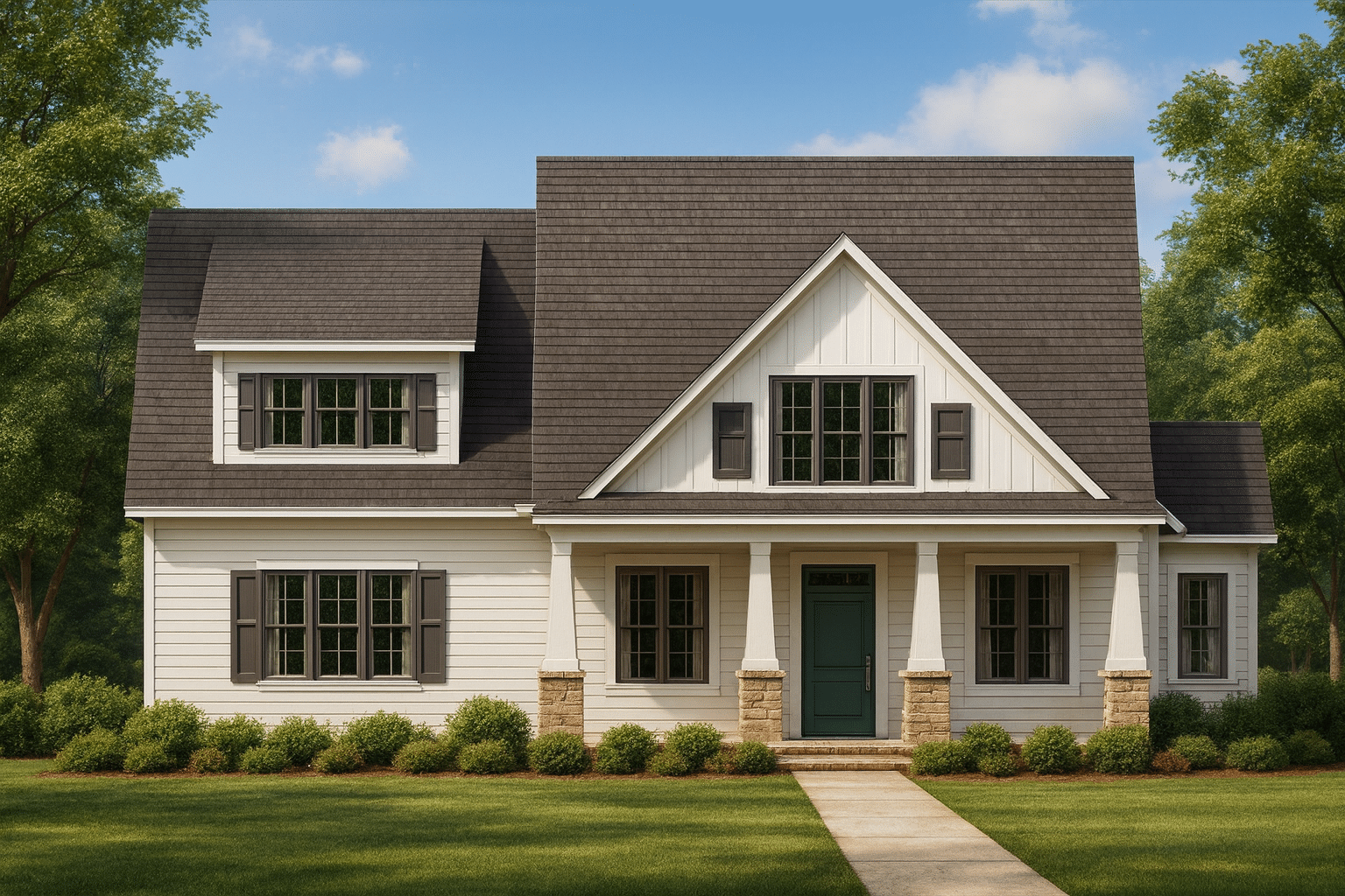 2-Story Craftsman House Plan with Vaulted Ceilings & Flexible Layout