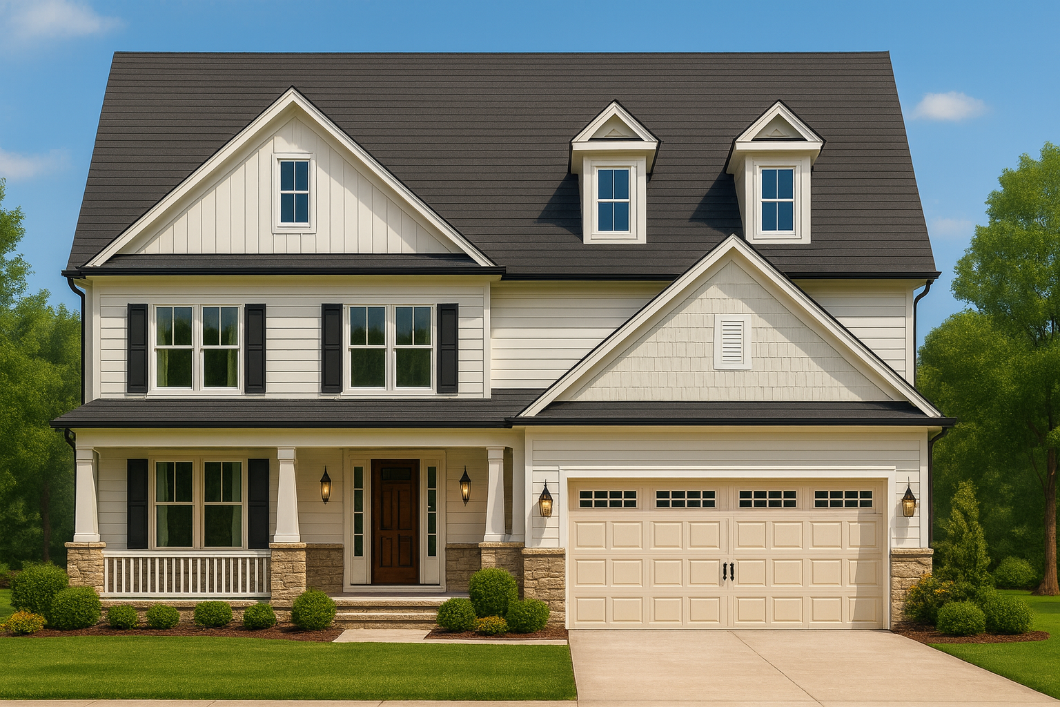 2-Story Modern Farmhouse-Colonial Plan – 3 Bed, 3 Bath, 2,298 Sq. Ft.
