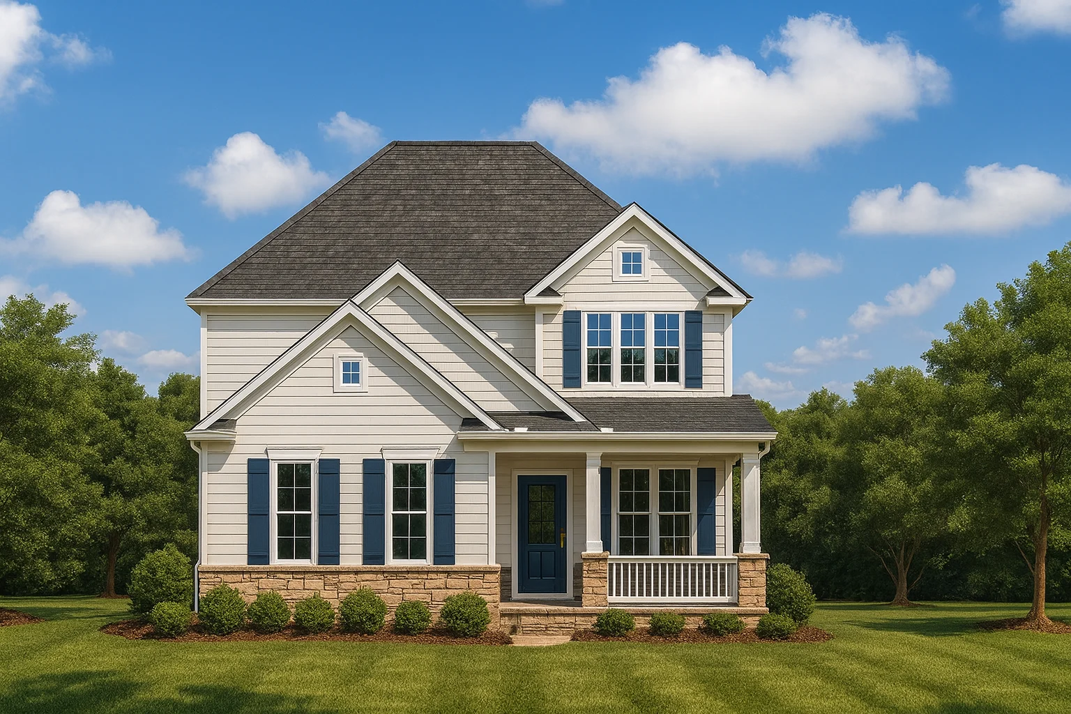 2-Story Traditional House Plan with 4 Bedrooms & Open Layout