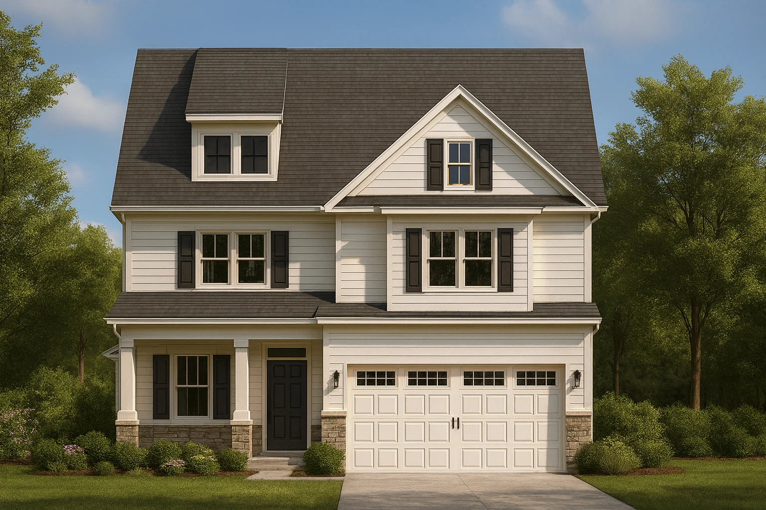 2-story 2,078 sq. ft. house plan featuring 4 bedrooms, 3 baths