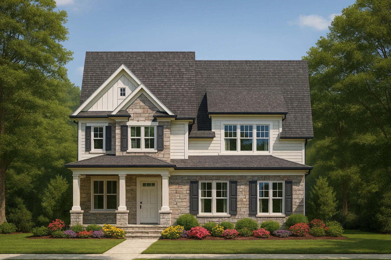 2-story Craftsman house plan with 2,519 heated sq. ft., 4 bedrooms, 3 baths