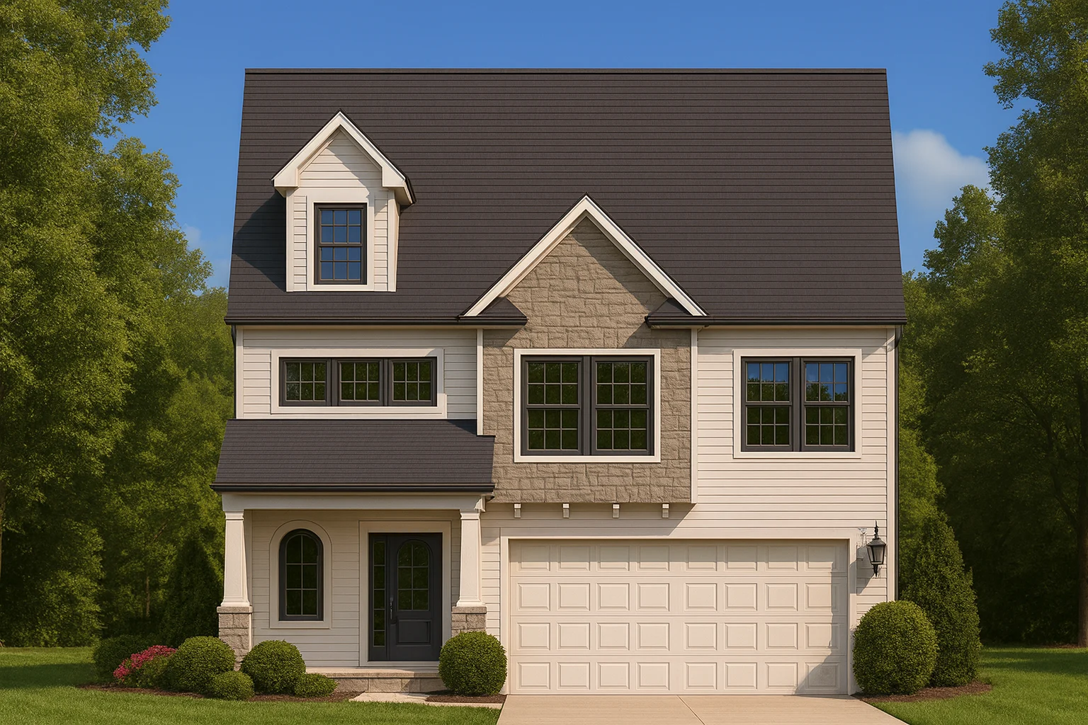 2-story house design with 4 bedrooms, 3 bathrooms