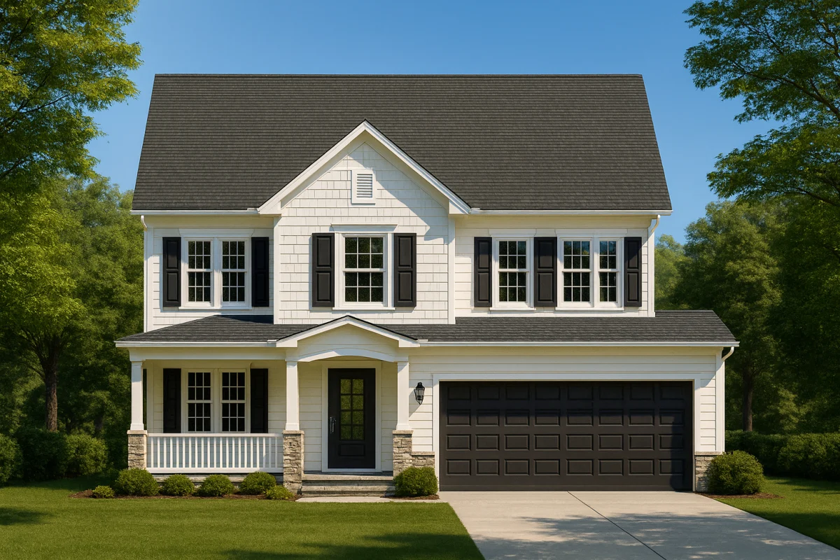 2.5-story farmhouse design with 2,294 heated sq. ft., 3 bedrooms