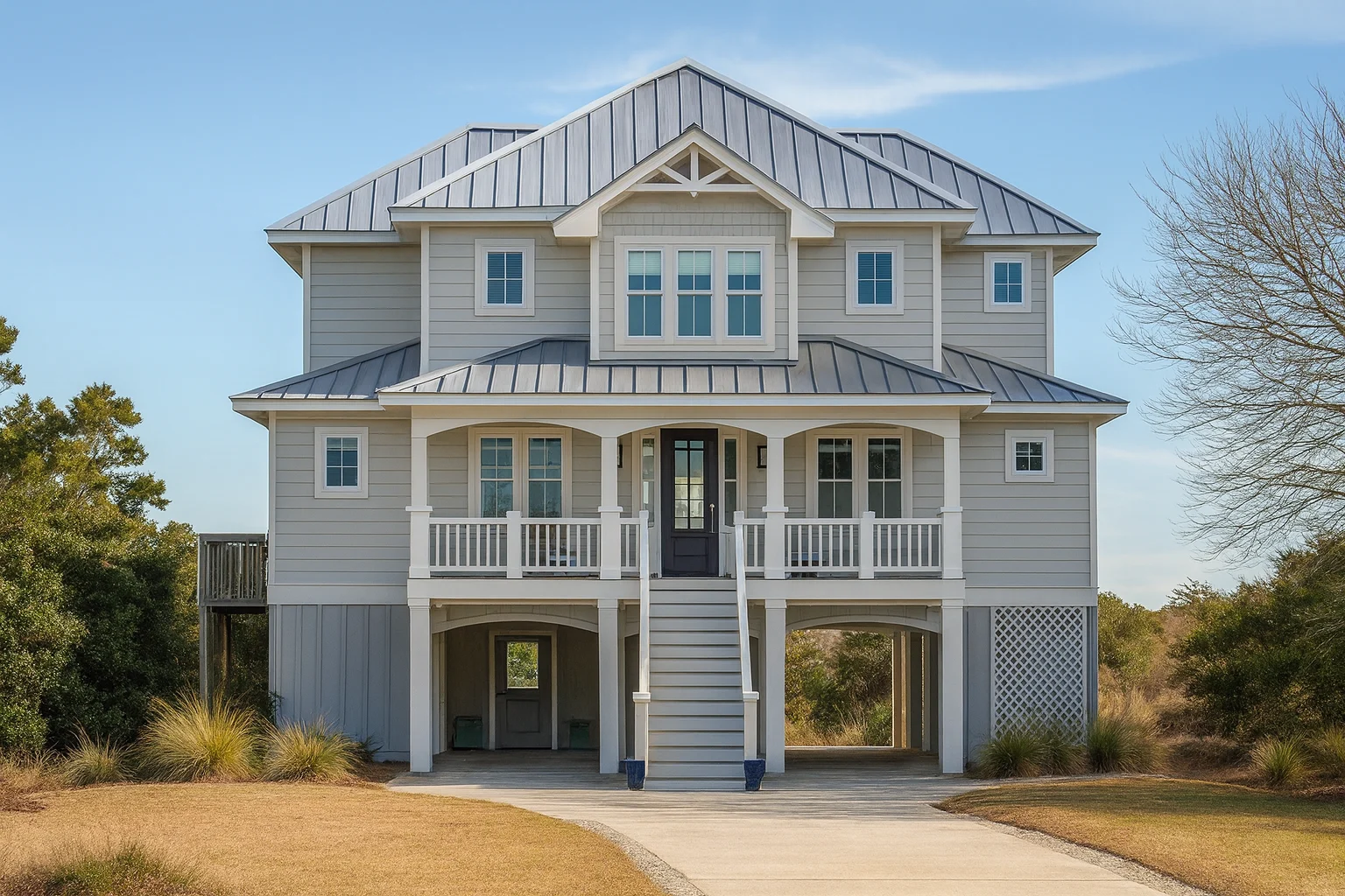 20-1694 HOUSE PLAN - Coastal House Plan with 2 Floors and Modern CAD Designs