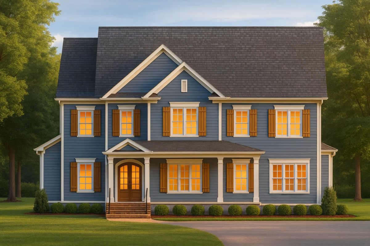 3-Story Colonial House Design with 5 Bedrooms