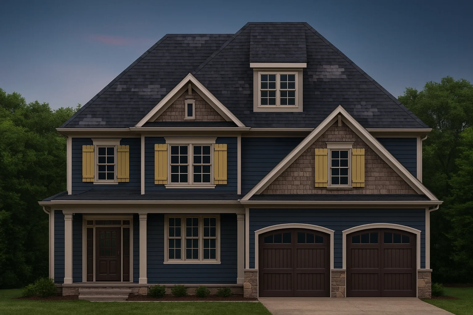 3-story traditional house design with 2,846 heated sq. ft.