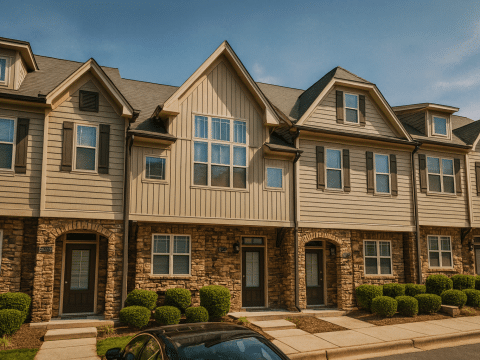 5-Unit, 3-Bedroom Townhome Design with Open Layout and Attic Space