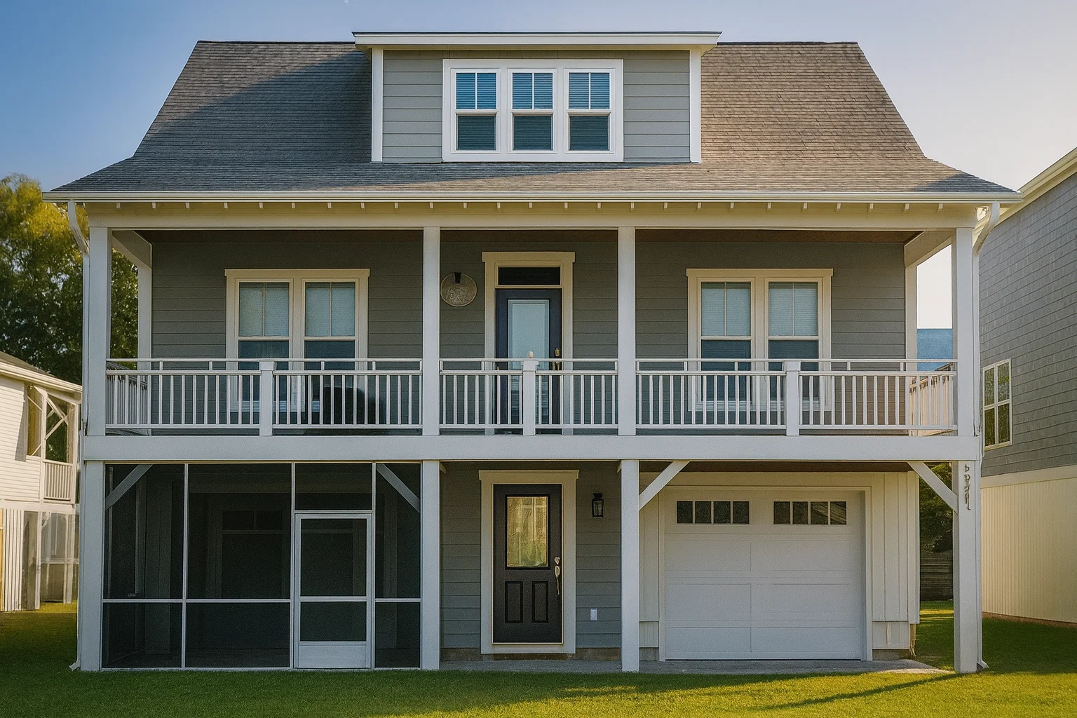 Beach Home Floor Plan 2-Story CAD Designs with 4 Bedrooms