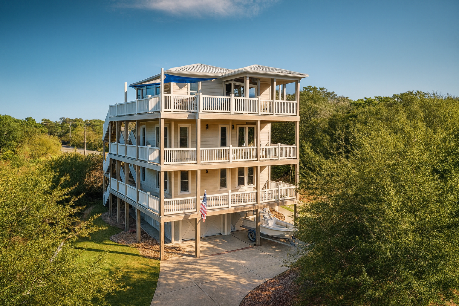 Beach House Architectural Floor Plan with Wrap Around Porch