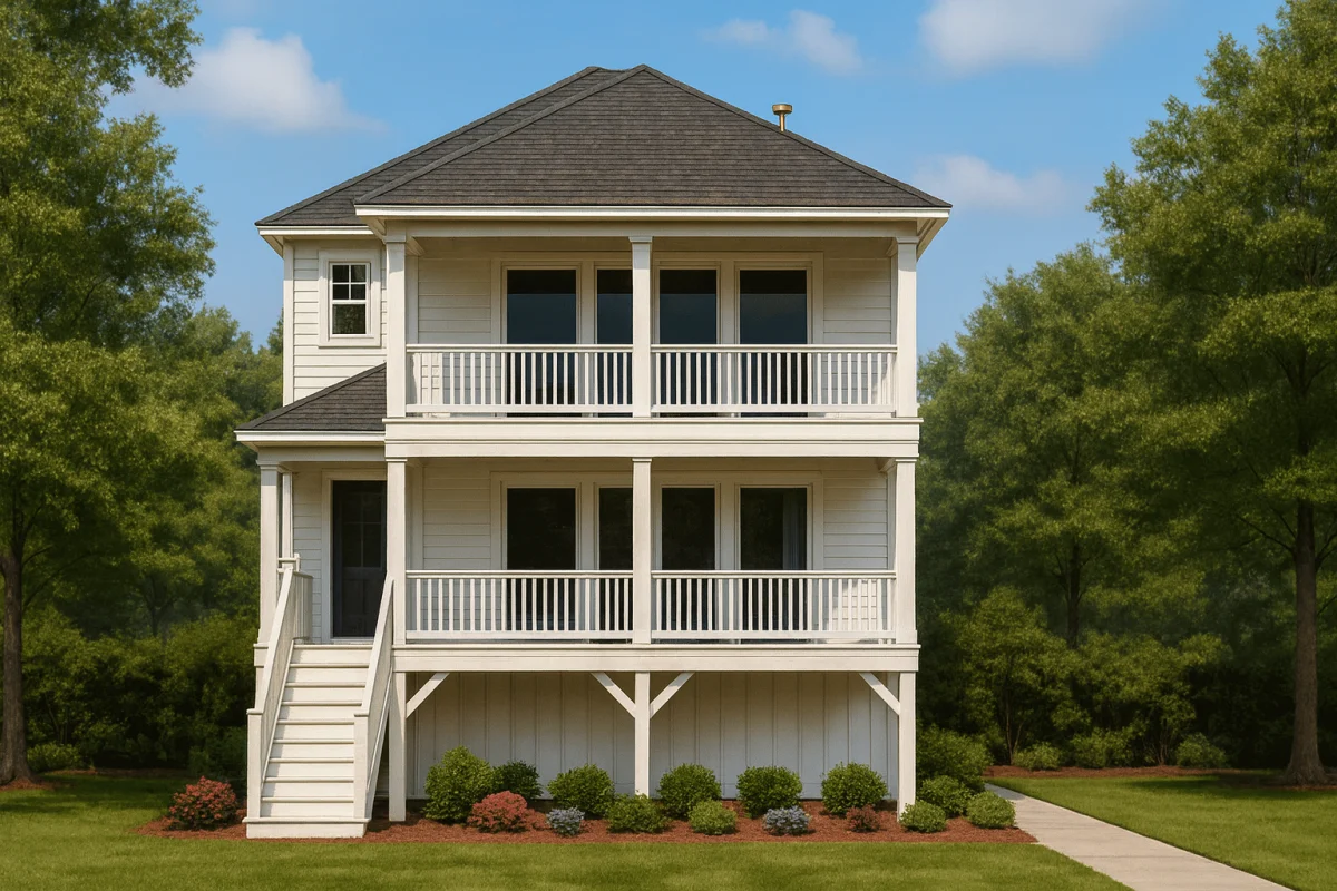 Beachfront 2-Story House Plan with Elevator