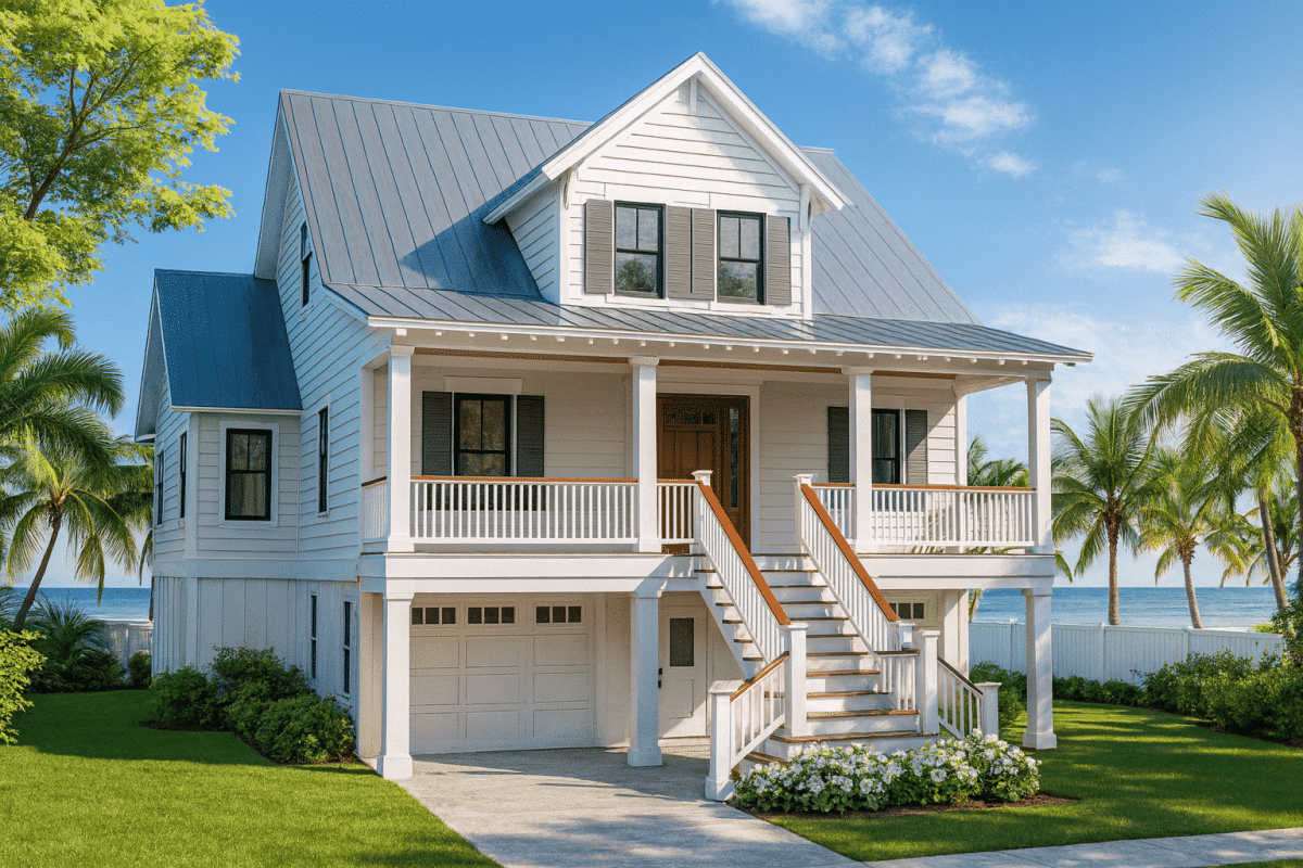 Charming Coastal Home Plan with CAD-Ready Blueprints