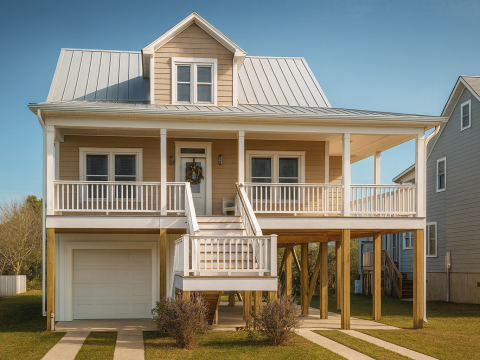 Coastal 2-Story House Plan Blueprint with CAD Designs