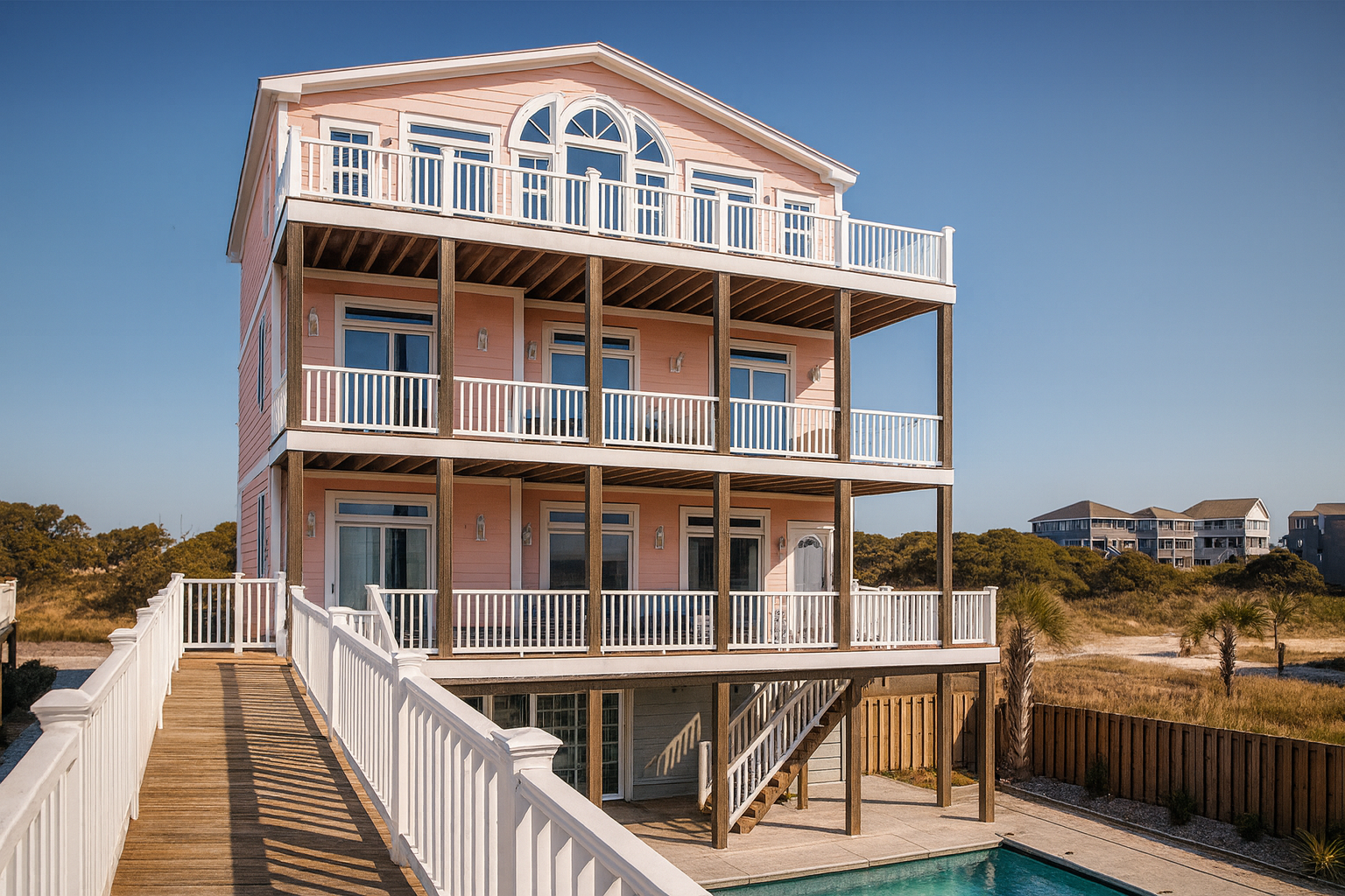 Coastal Home Floor Plan with 7+ Bedrooms and CAD Designs