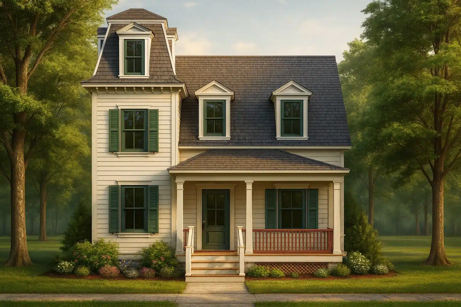 Colonial Two-Story House Plan with Detached Garage and CAD Designs