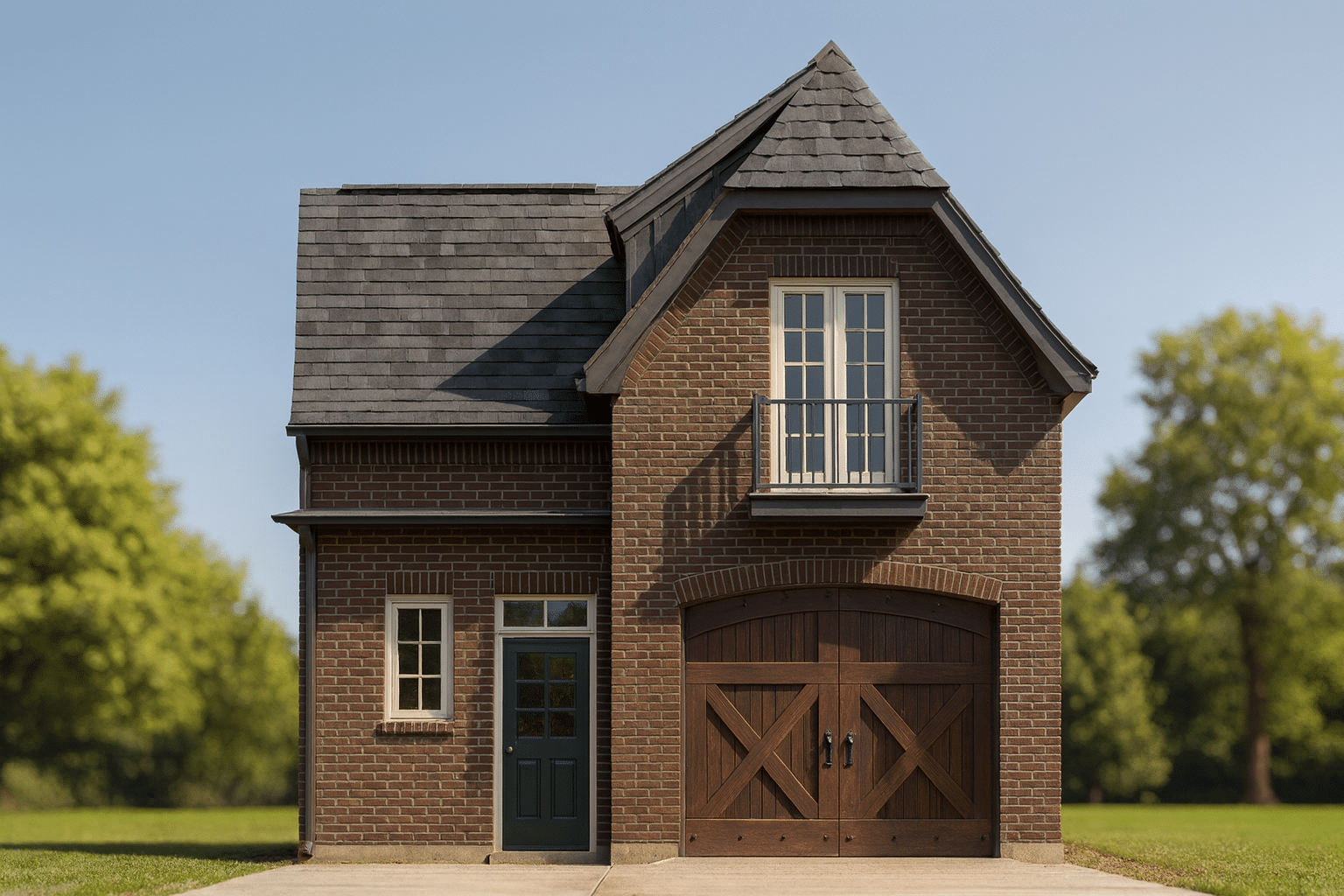 Compact Garage House Plan with 2 Stories and 1 Bedroom