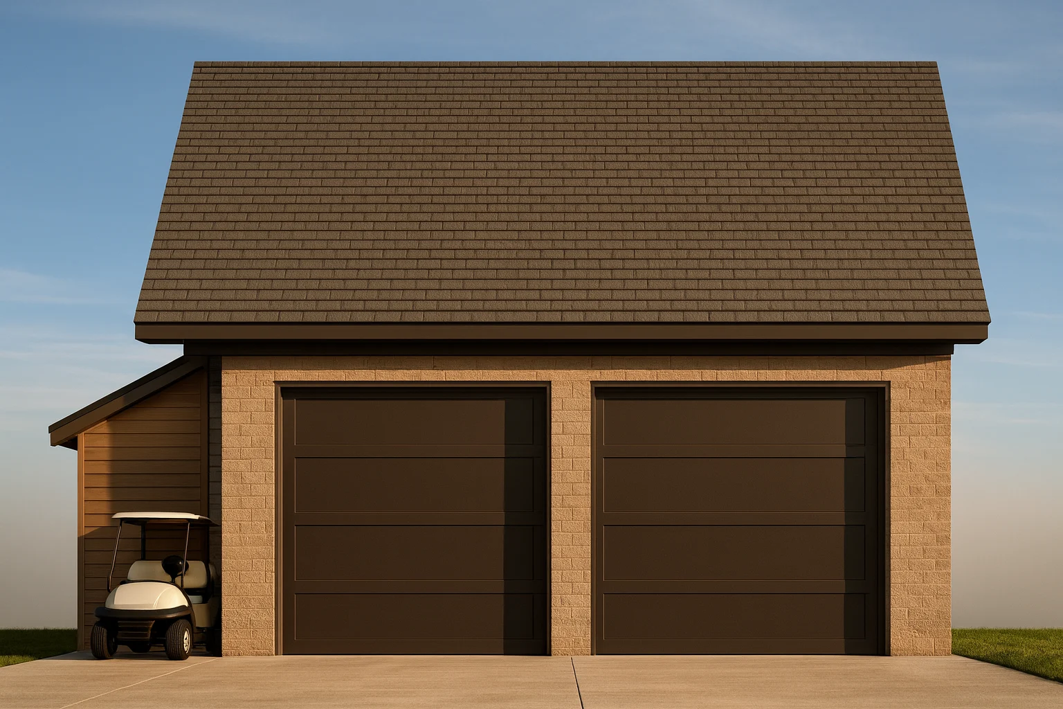 Compact Golf Cart Garage Plan with Simple Designs and CAD Layout